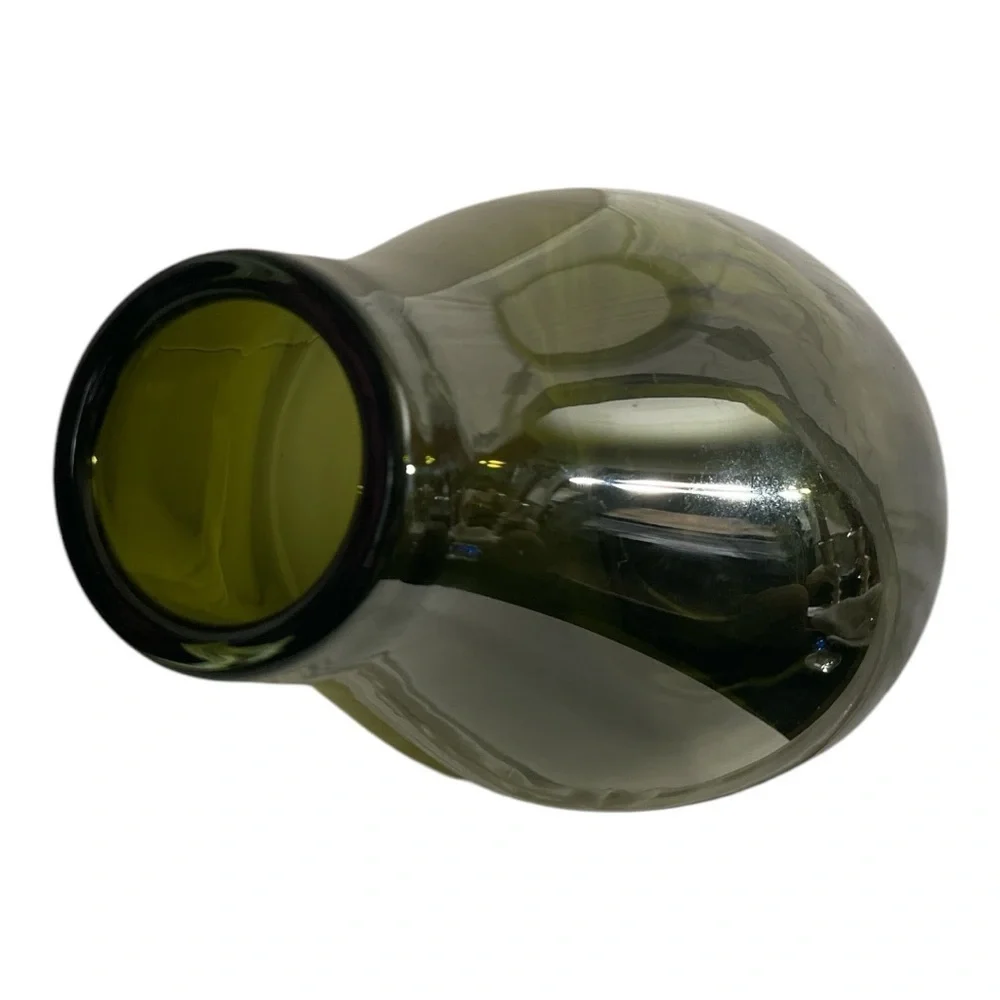 Jade Green Juvel Glass Vase Large Pear Gourd Shape Modern Art Glass 13”